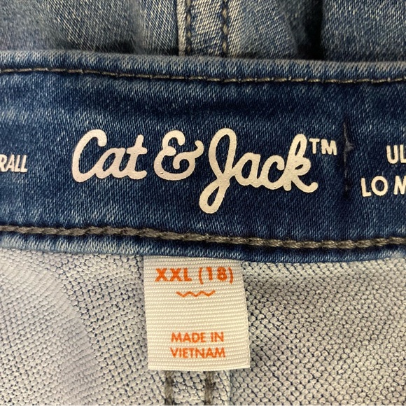 Girls Jean Overalls Size 18 XXL Light Denim Bib Overalls Stretch Cat & Jack NWT - Picture 14 of 16